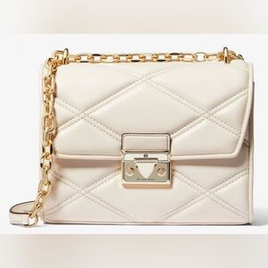 Michael Kors Serena Small Quilted Crossbody Bag in Cream